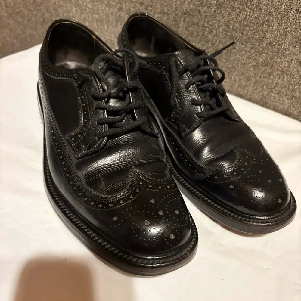 Hanover Master Flex Men's‎ Size 9 D/B Black Leather Wingtip Oxford Dress Shoes